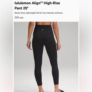 Lululemon Align Leggings Black size 12
